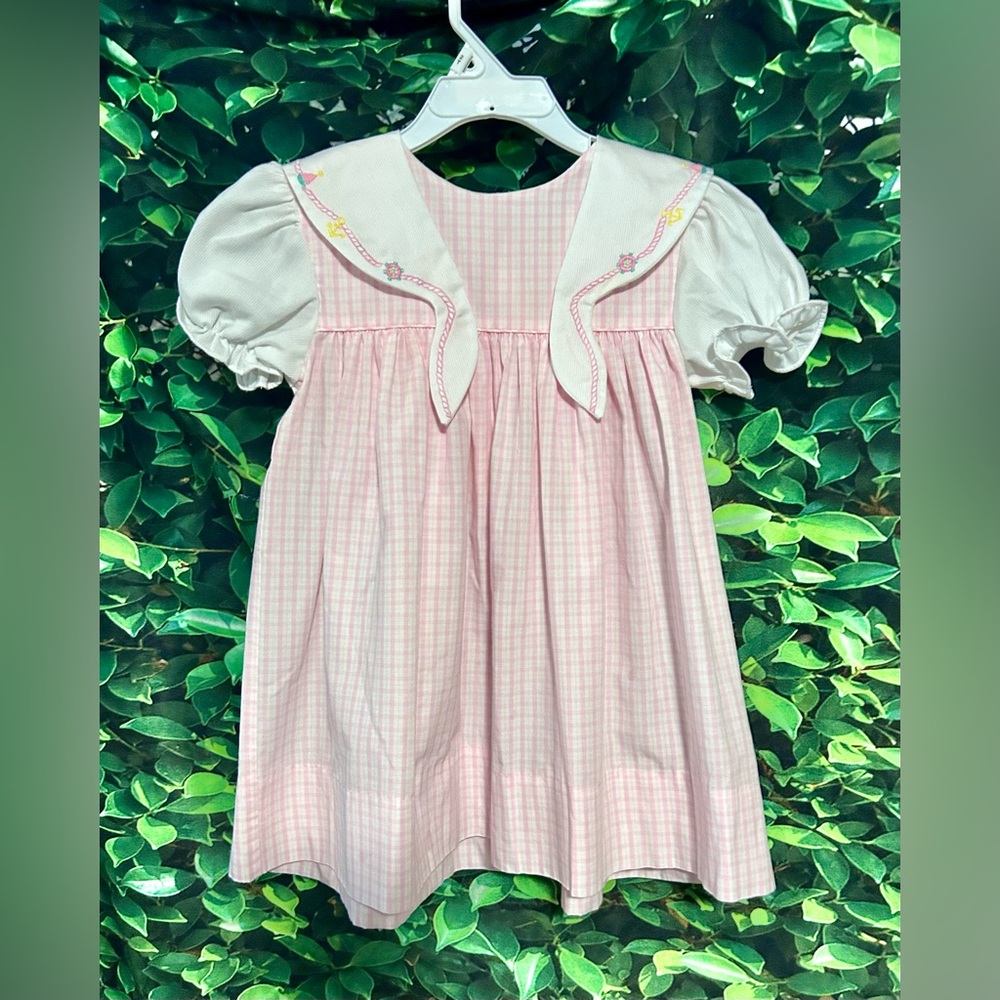 Vintage Jelly N Jam Smocked Dress Girls 24m Pink White Gingham